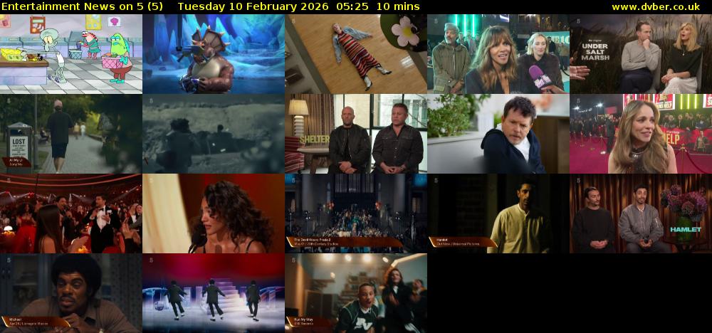Entertainment News on 5 (5) Tuesday 10 February 2026 05:25 - 05:35