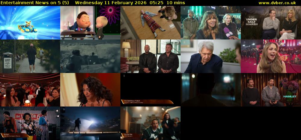 Entertainment News on 5 (5) Wednesday 11 February 2026 05:25 - 05:35