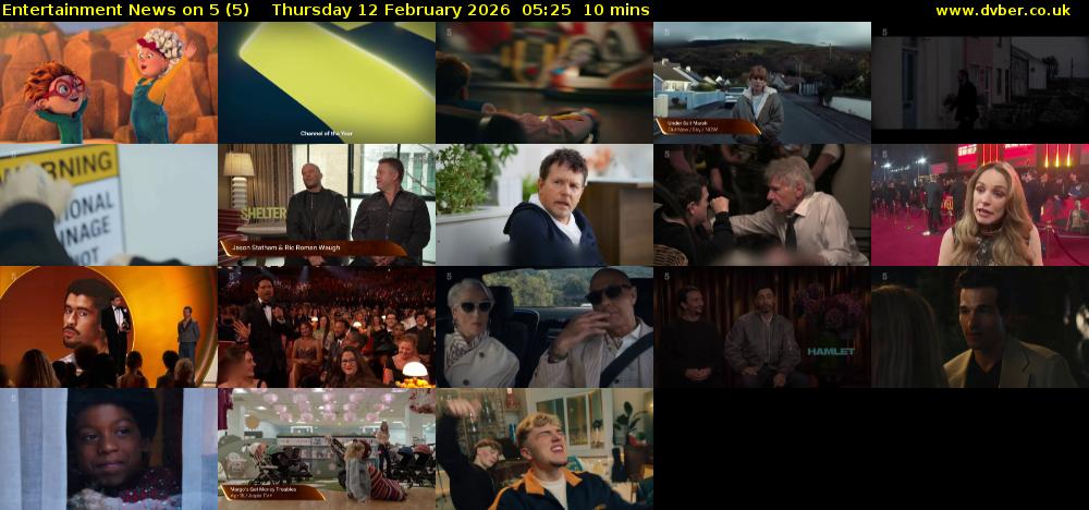 Entertainment News on 5 (5) Thursday 12 February 2026 05:25 - 05:35