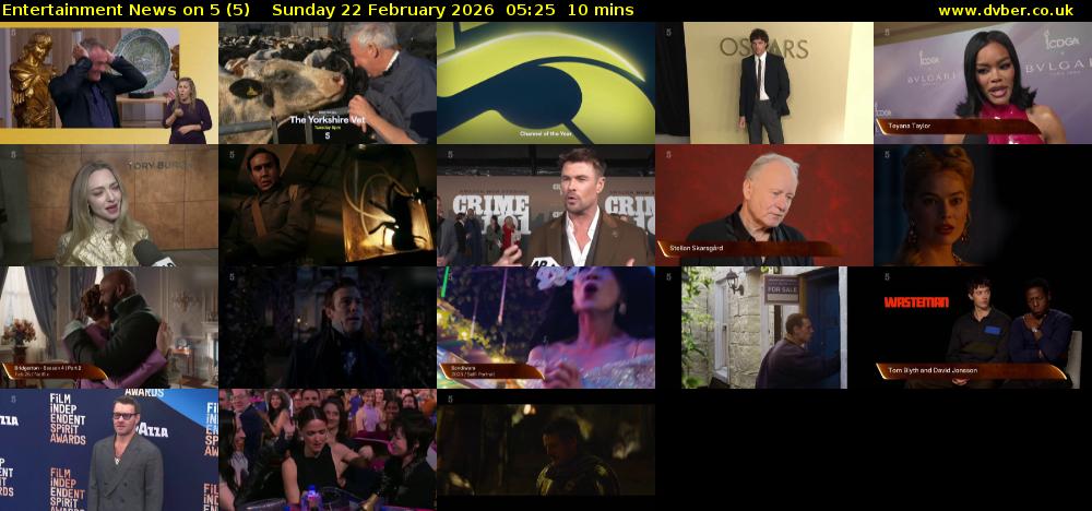 Entertainment News on 5 (5) Sunday 22 February 2026 05:25 - 05:35