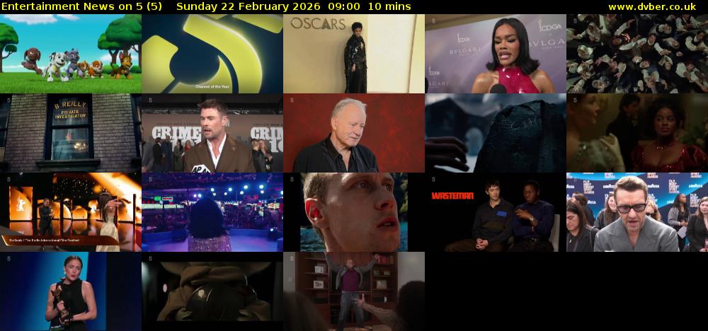 Entertainment News on 5 (5) Sunday 22 February 2026 09:00 - 09:10