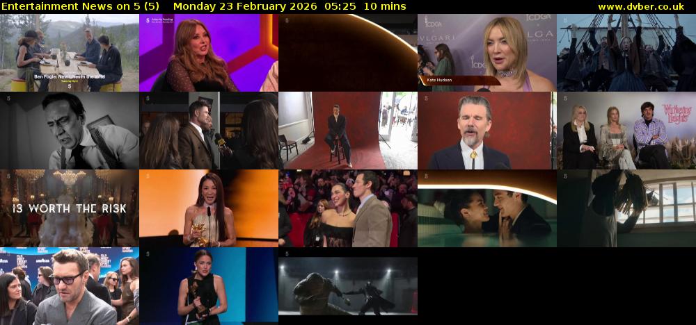 Entertainment News on 5 (5) Monday 23 February 2026 05:25 - 05:35