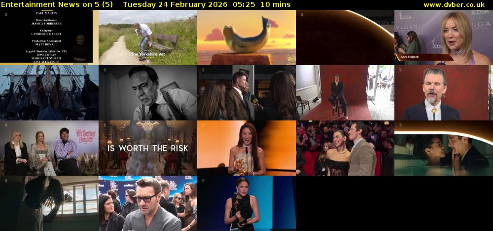Entertainment News on 5 (5) Tuesday 24 February 2026 05:25 - 05:35