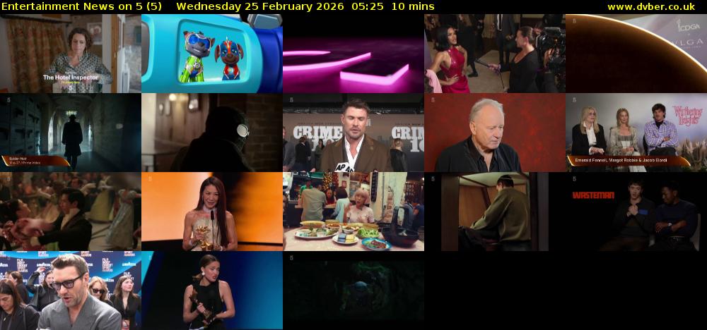 Entertainment News on 5 (5) Wednesday 25 February 2026 05:25 - 05:35