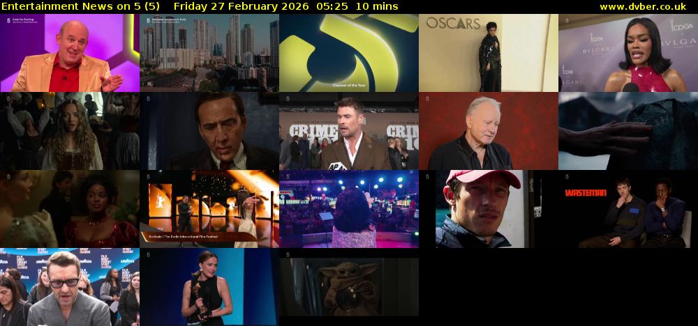 Entertainment News on 5 (5) Friday 27 February 2026 05:25 - 05:35