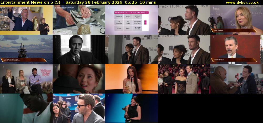 Entertainment News on 5 (5) Saturday 28 February 2026 05:25 - 05:35