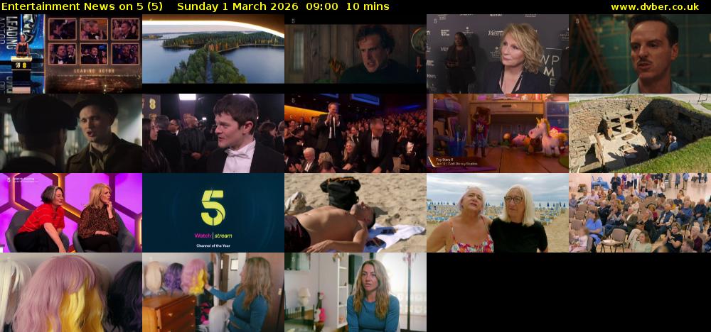 Entertainment News on 5 (5) Sunday 1 March 2026 09:00 - 09:10