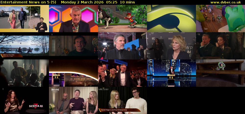 Entertainment News on 5 (5) Monday 2 March 2026 05:25 - 05:35