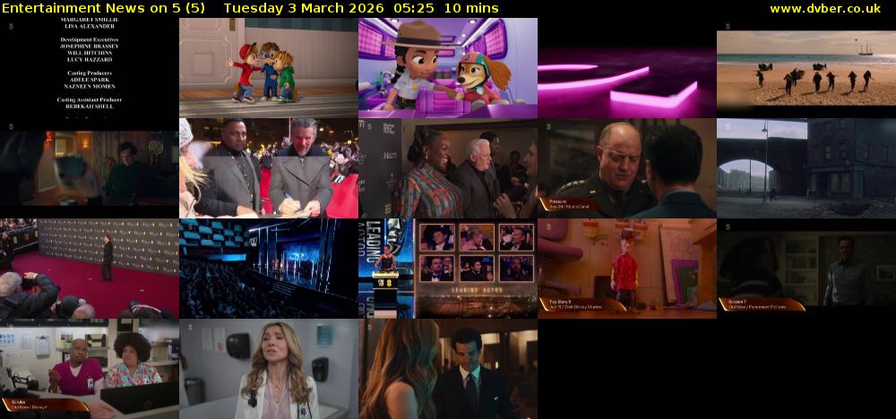 Entertainment News on 5 (5) Tuesday 3 March 2026 05:25 - 05:35
