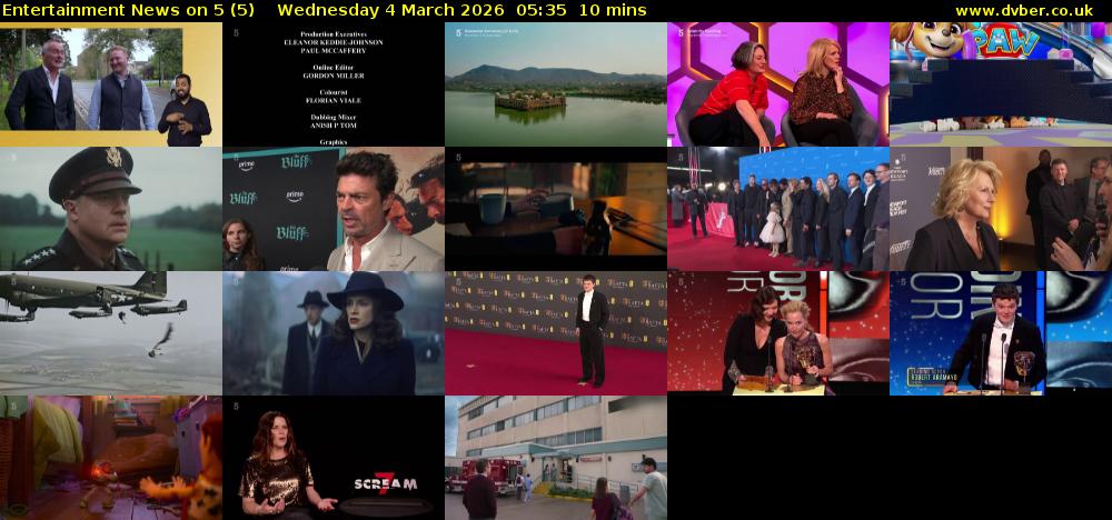 Entertainment News on 5 (5) Wednesday 4 March 2026 05:35 - 05:45