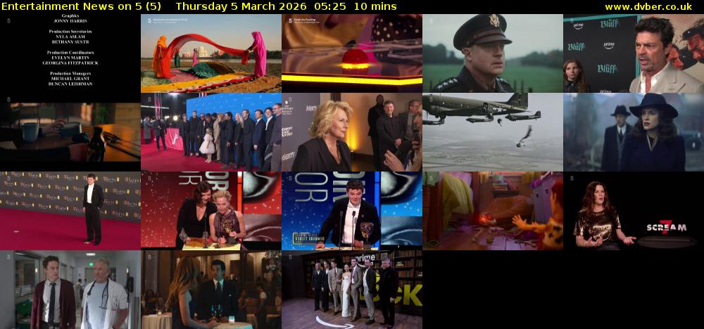 Entertainment News on 5 (5) Thursday 5 March 2026 05:25 - 05:35