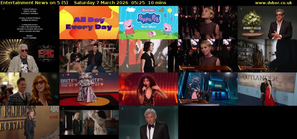 Entertainment News on 5 (5) Saturday 7 March 2026 05:25 - 05:35