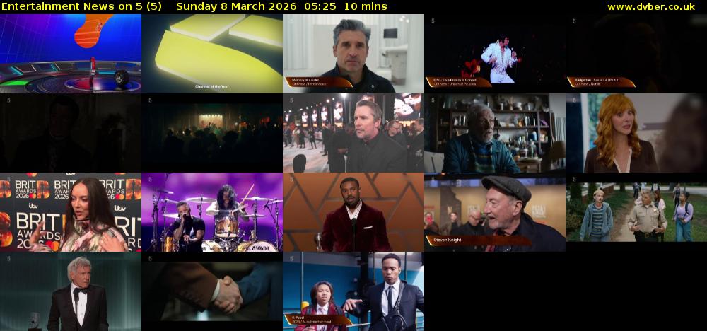 Entertainment News on 5 (5) Sunday 8 March 2026 05:25 - 05:35