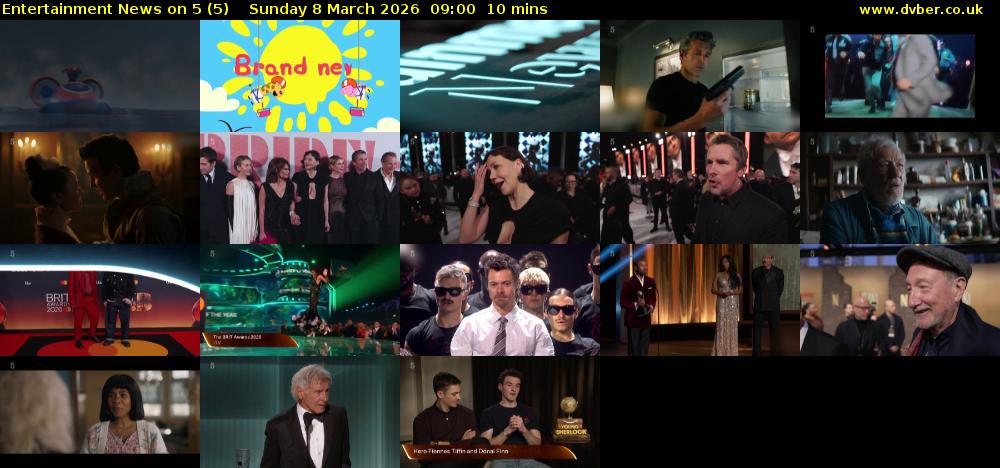 Entertainment News on 5 (5) Sunday 8 March 2026 09:00 - 09:10