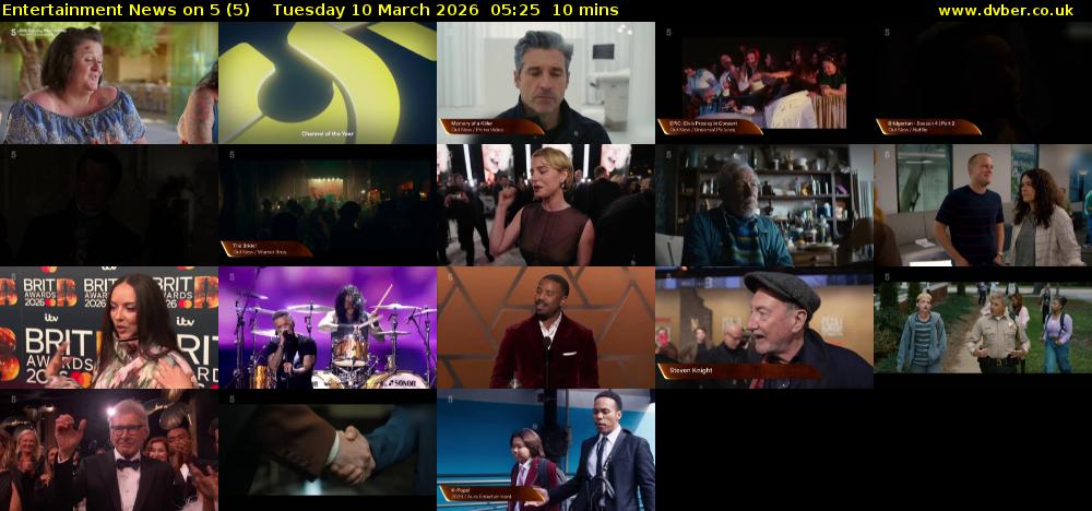 Entertainment News on 5 (5) Tuesday 10 March 2026 05:25 - 05:35