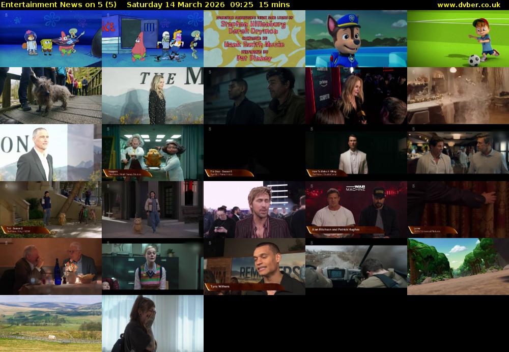 Entertainment News on 5 (5) Saturday 14 March 2026 09:25 - 09:40