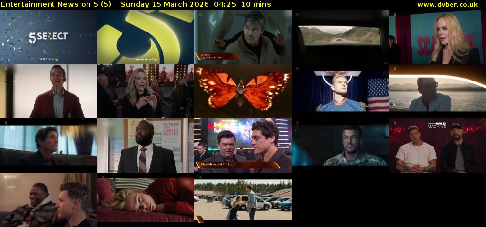 Entertainment News on 5 (5) Sunday 15 March 2026 04:25 - 04:35