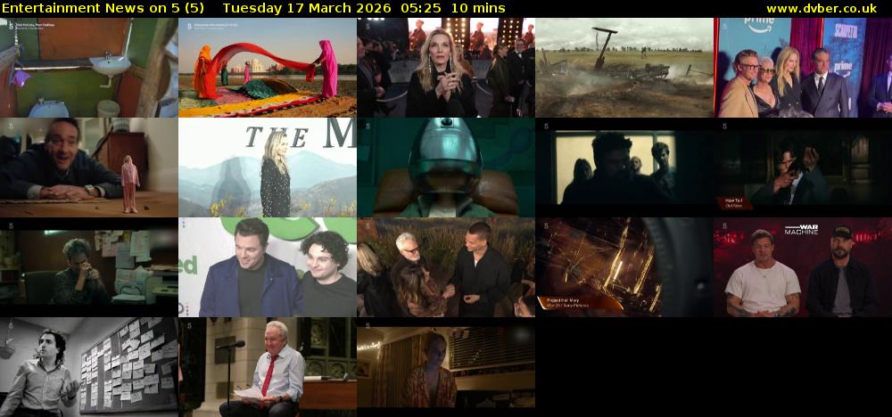 Entertainment News on 5 (5) Tuesday 17 March 2026 05:25 - 05:35