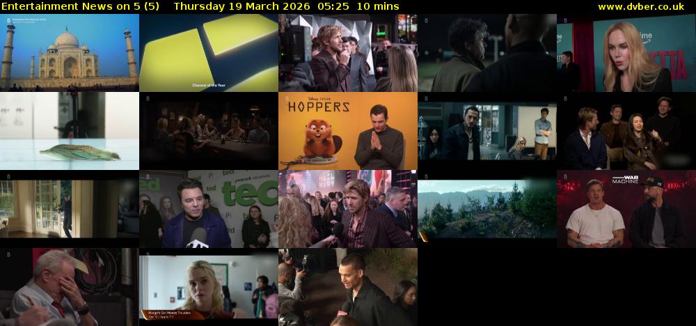 Entertainment News on 5 (5) Thursday 19 March 2026 05:25 - 05:35