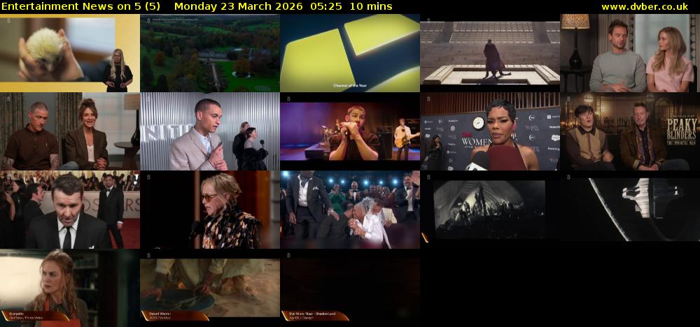 Entertainment News on 5 (5) Monday 23 March 2026 05:25 - 05:35