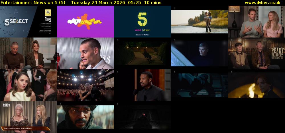 Entertainment News on 5 (5) Tuesday 24 March 2026 05:25 - 05:35