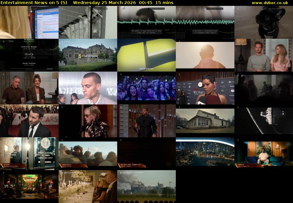 Entertainment News on 5 (5) Wednesday 25 March 2026 00:45 - 01:00
