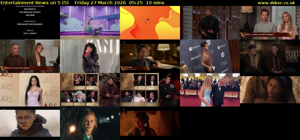 Entertainment News on 5 (5) Friday 27 March 2026 05:25 - 05:35