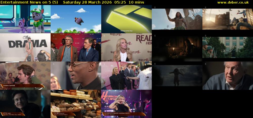 Entertainment News on 5 (5) Saturday 28 March 2026 05:25 - 05:35