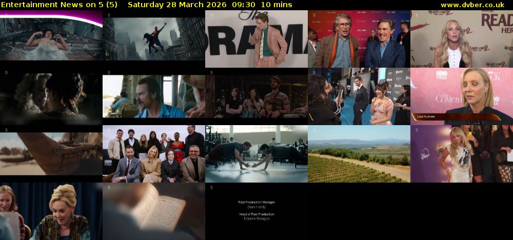 Entertainment News on 5 (5) Saturday 28 March 2026 09:30 - 09:40
