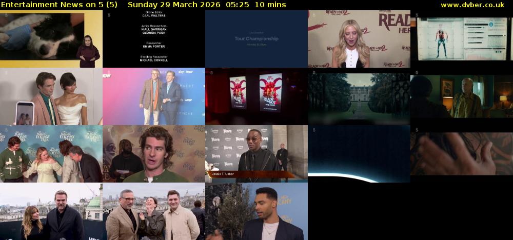 Entertainment News on 5 (5) Sunday 29 March 2026 05:25 - 05:35