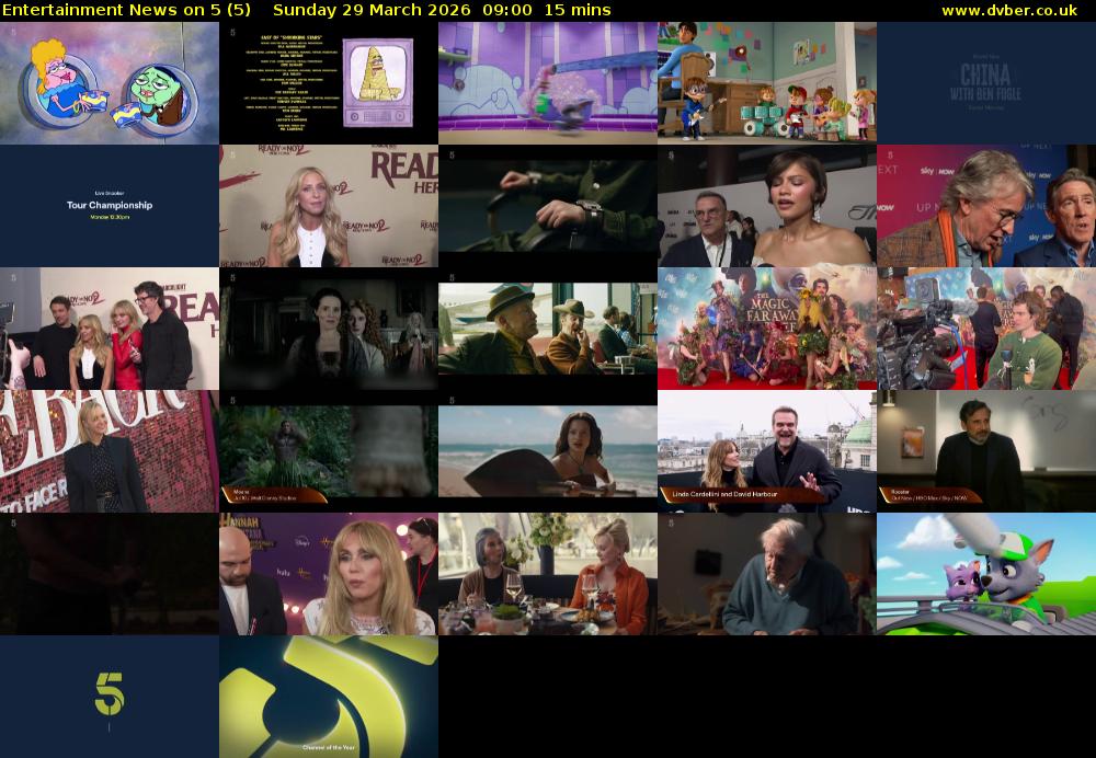 Entertainment News on 5 (5) Sunday 29 March 2026 09:00 - 09:15
