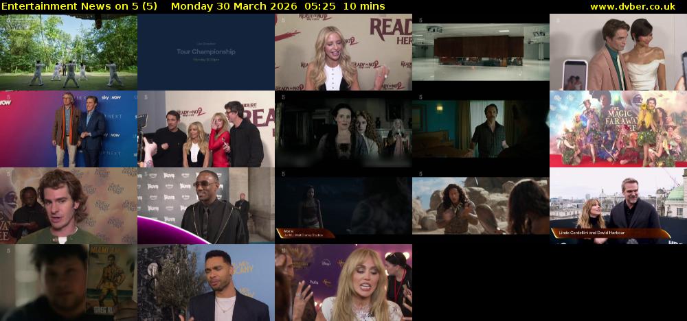 Entertainment News on 5 (5) Monday 30 March 2026 05:25 - 05:35