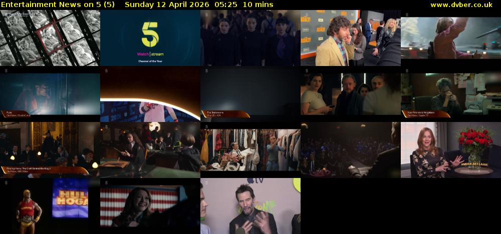 Entertainment News on 5 (5) Sunday 12 April 2026 05:25 - 05:35