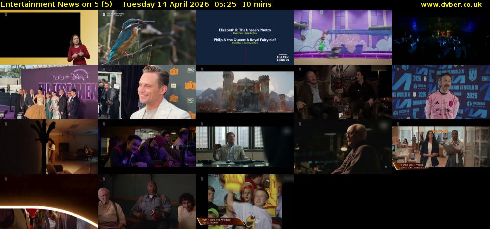 Entertainment News on 5 (5) Tuesday 14 April 2026 05:25 - 05:35