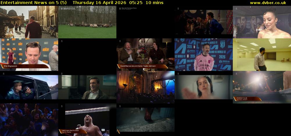 Entertainment News on 5 (5) Thursday 16 April 2026 05:25 - 05:35