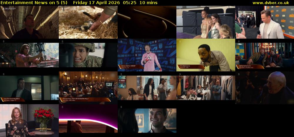 Entertainment News on 5 (5) Friday 17 April 2026 05:25 - 05:35
