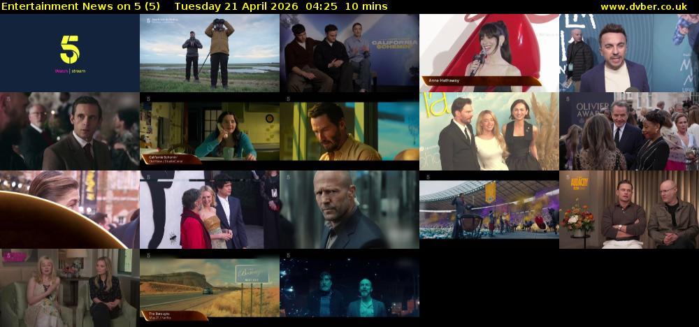 Entertainment News on 5 (5) Tuesday 21 April 2026 04:25 - 04:35