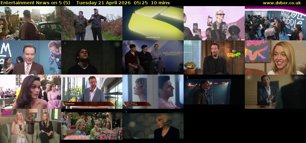 Entertainment News on 5 (5) Tuesday 21 April 2026 05:25 - 05:35