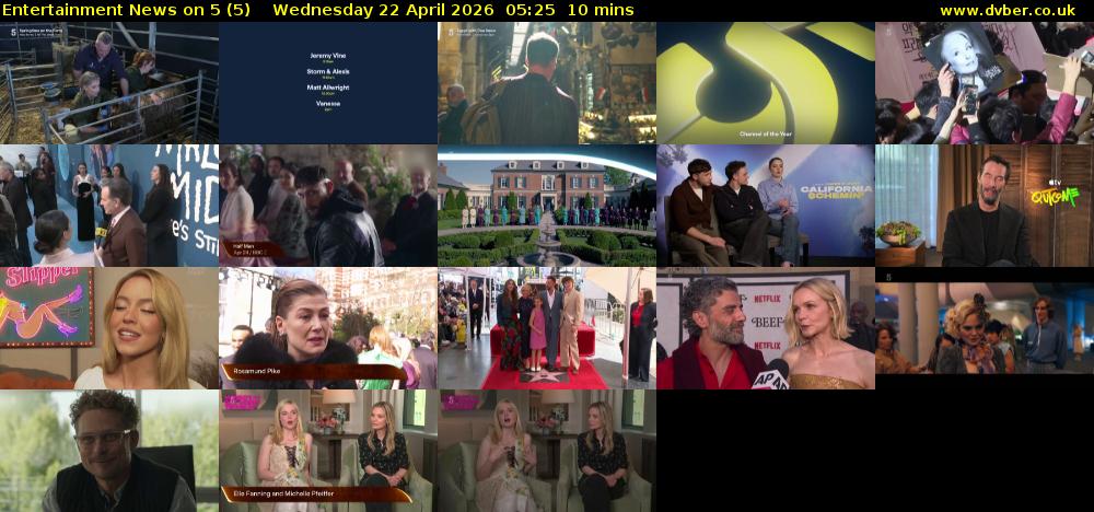 Entertainment News on 5 (5) Wednesday 22 April 2026 05:25 - 05:35