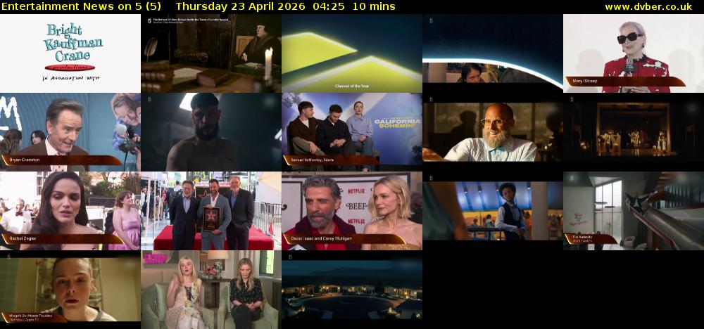 Entertainment News on 5 (5) Thursday 23 April 2026 04:25 - 04:35