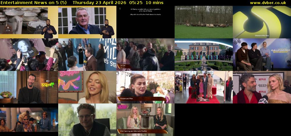 Entertainment News on 5 (5) Thursday 23 April 2026 05:25 - 05:35