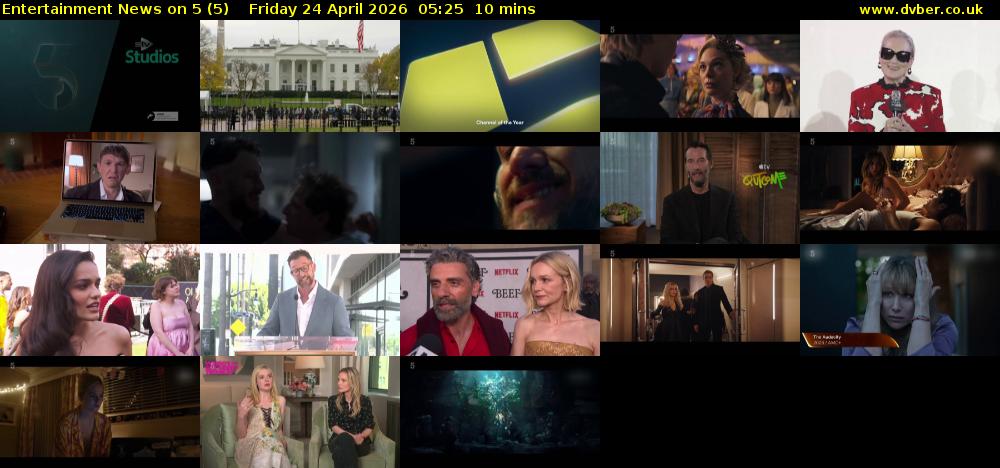 Entertainment News on 5 (5) Friday 24 April 2026 05:25 - 05:35