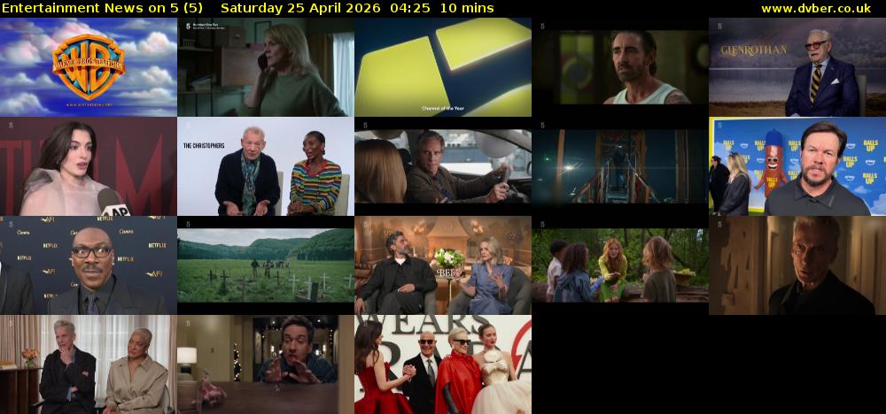 Entertainment News on 5 (5) Saturday 25 April 2026 04:25 - 04:35