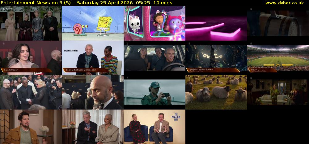 Entertainment News on 5 (5) Saturday 25 April 2026 05:25 - 05:35