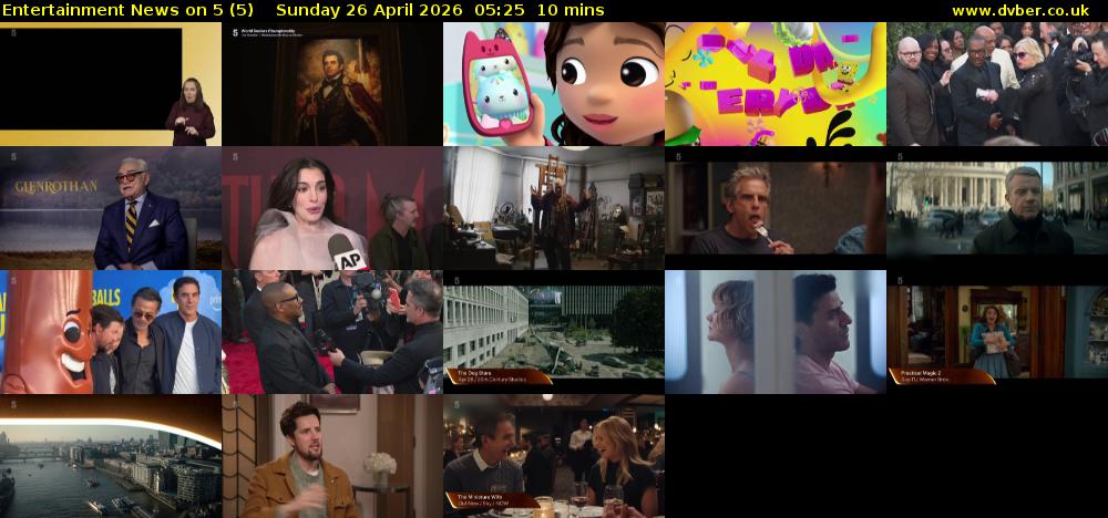 Entertainment News on 5 (5) Sunday 26 April 2026 05:25 - 05:35