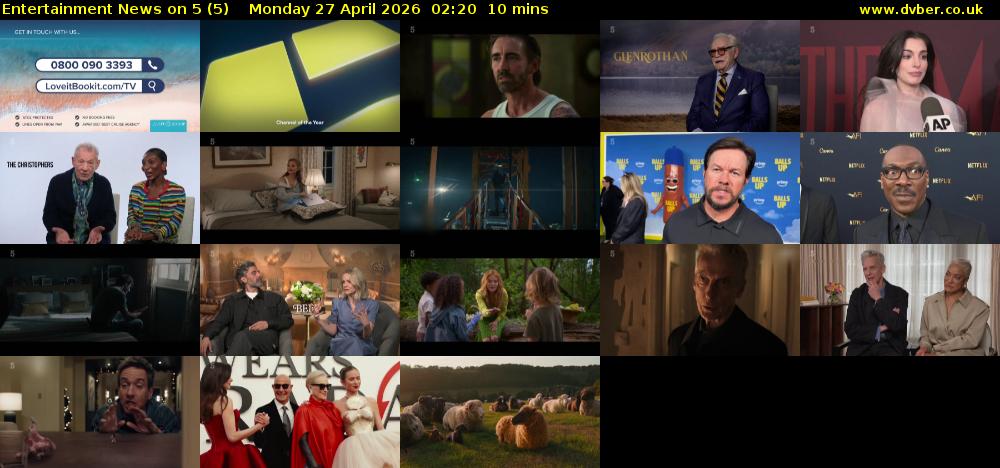 Entertainment News on 5 (5) Monday 27 April 2026 02:20 - 02:30