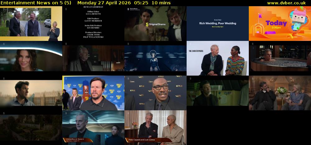 Entertainment News on 5 (5) Monday 27 April 2026 05:25 - 05:35