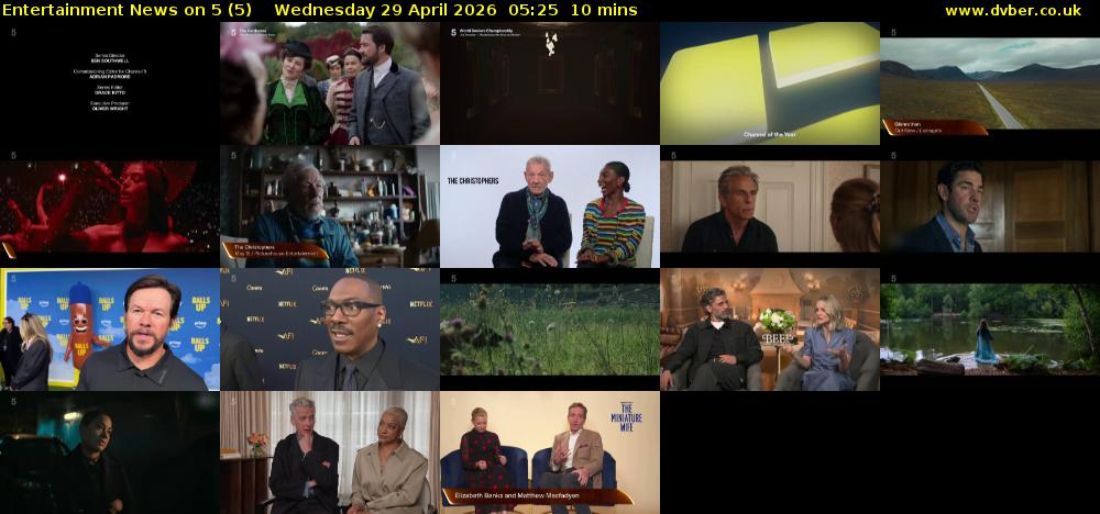Entertainment News on 5 (5) Wednesday 29 April 2026 05:25 - 05:35