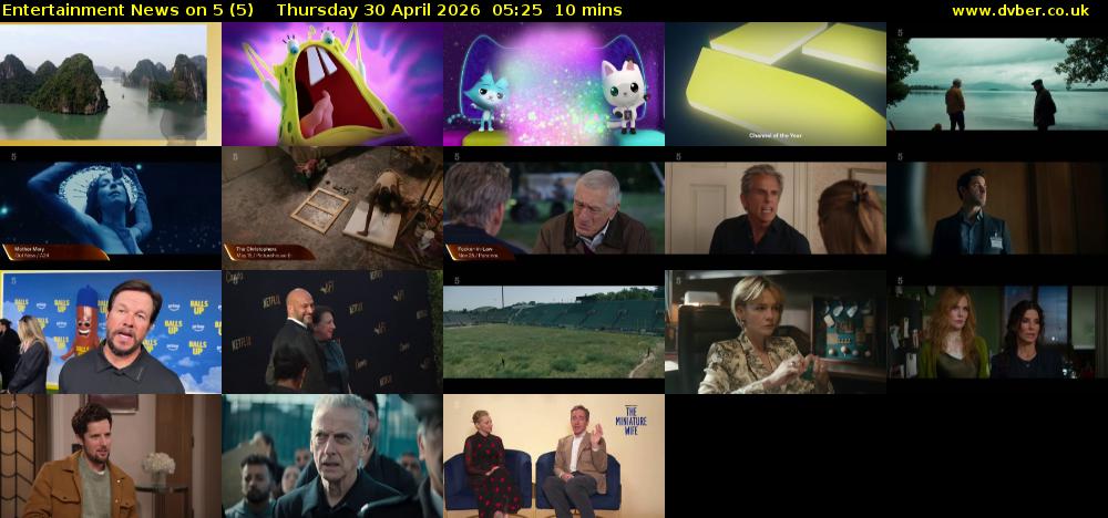 Entertainment News on 5 (5) Thursday 30 April 2026 05:25 - 05:35