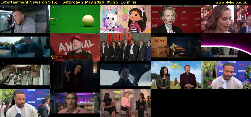 Entertainment News on 5 (5) Saturday 2 May 2026 05:25 - 05:35